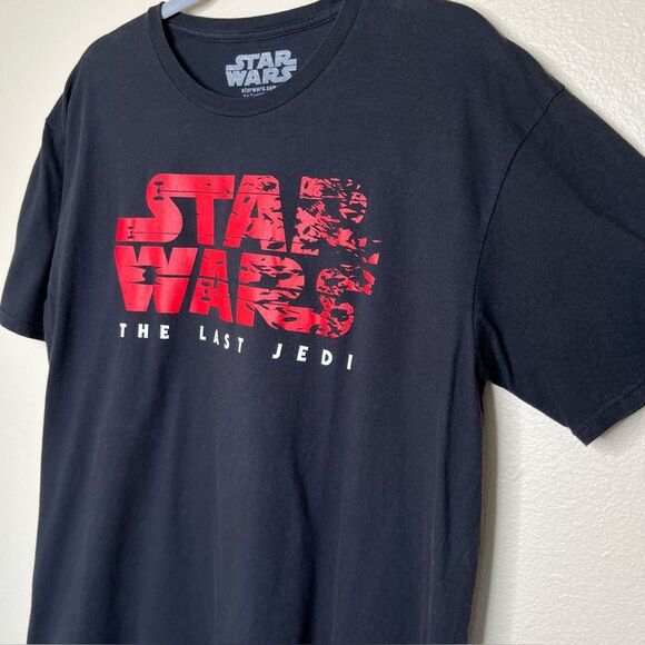Star Wars The Last Jedi Black T-Shirt Crew Neck Short Sleeve Cotton Men Size XL - Picture 5 of 10